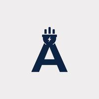 Initial Letter A Electric Icon Logo Design Element. Eps10 Vector