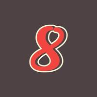 Retro Number 8 Logo in Vintage Western Style with Double Layer. Usable for Vector Font, Labels, Posters etc