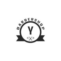 Letter Y Vintage Barber Shop Badge and Logo Design Inspiration vector
