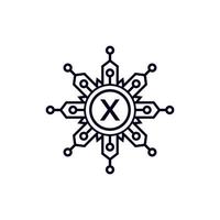 Technology Initial Letter X Circle Logo Design Template Element. vector