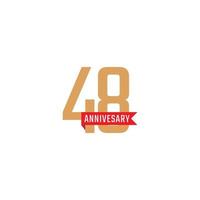 48 Year Anniversary Celebration with Red Ribbon Vector. Happy Anniversary Greeting Celebrates Template Design Illustration vector