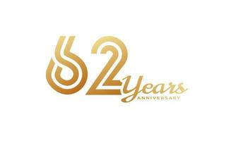 62 Year Anniversary Celebration with Handwriting Golden Color for Celebration Event, Wedding, Greeting card, and Invitation Isolated on White Background vector