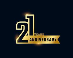 21 Year Anniversary Celebration with Shiny Outline Number Golden Color for Celebration Event, Wedding, Greeting card, and Invitation Isolated on Dark Background vector