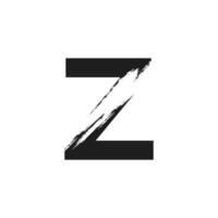 Letter Z Logo with White Slash Brush in Black Color Vector Template Element