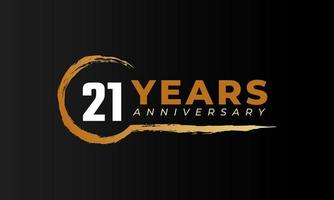 21 Year Anniversary Celebration with Circle Brush in Golden Color. Happy Anniversary Greeting Celebrates Event Isolated on Black Background vector