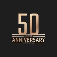 50 Year Anniversary Celebration with Thin Number Shape Golden Color for Celebration Event, Wedding, Greeting card, and Invitation Isolated on Dark Background vector