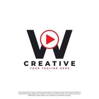 Creative Modern Play Letter W Icon. Music and Video Logo Element. Usable for Business and Technology Logos. vector