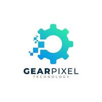Technology Gear Icon. Gear Pixel Logo Design Template Element vector
