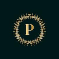 Emblem Letter P Weaving Circle Monogram Graceful Template. Simple Logo Design for Luxury Crest, Royalty, Business Card, Boutique, Hotel, Heraldic. Calligraphic Vintage Border. Vector Illustration