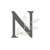 Initial Letter N Floral and Botanical Logo. Nature Leaf Feminine for Beauty Salon, Massage, Cosmetics or Spa Icon Symbol vector