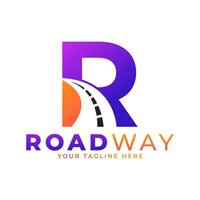Initial R Road Way Logo Design Icon Vector Graphic. Concept of Destination, Address, Position and Travel