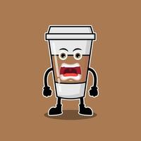 ilustración gráfica vectorial de lindos personajes enojados taza de café, diseño adecuado para bebidas de mascotas vector