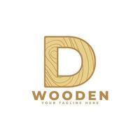 Letter D with Wooden Texture Logo. Usable for Business, Architecture, Real Estate, Construction and Building Logos vector