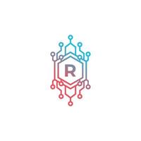 Technology Initial Letter R Logo Design Template Element. vector