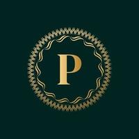 Emblem Letter P Weaving Circle Monogram Graceful Template. Simple Logo Design for Luxury Crest, Royalty, Business Card, Boutique, Hotel, Heraldic. Calligraphic Vintage Border. Vector Illustration