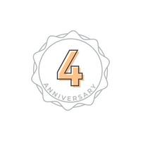 4 Year Anniversary Celebration Vector Badge. Happy Anniversary Greeting Celebrates Template Design Illustration