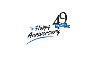 49 Year Anniversary Celebration with Blue Swoosh and Blue Ribbon Symbol. Happy Anniversary Greeting Celebrates Template Design Illustration vector