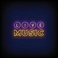 Live Music Neon Signs Style Text Vector