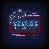 Share This Video Neon Signs Style Text Vector