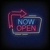 Now Open Neon Signs Style Text Vector