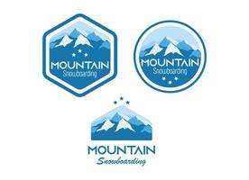 snowboard en la ilustración de vector de logotipo de montaña
