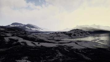 Winter landscape with snow covered rocks at Arctic Ocean video