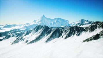 Mountain winter Caucasus landscape with white glaciers and rocky Peak video