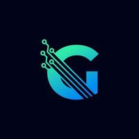 Tech Letter G Logo. Futuristic Vector Logo Template with Green and Blue Gradient Color. Geometric Shape. Usable for Business and Technology Logos.