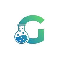 Letter G with Abstract lab logo. Usable for Business, Science, Healthcare, Medical, Laboratory, Chemical and Nature Logos. vector
