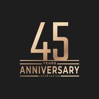 45 Year Anniversary Celebration with Thin Number Shape Golden Color for Celebration Event, Wedding, Greeting card, and Invitation Isolated on Dark Background vector