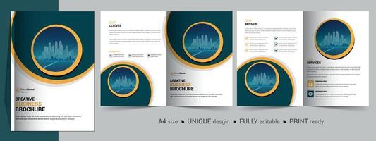 plantilla de diseño de folleto bifold para su empresa, empresa, negocio, publicidad, marketing, agencia y negocios en Internet. vector