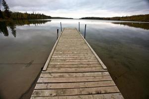 Boat dock on a Saskatchewan lake photo
