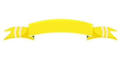 Hanging ribbon, banner or flag in bright yellow color in cartoon style isolated on white background. Design element, spring clip art. . Vector illustration