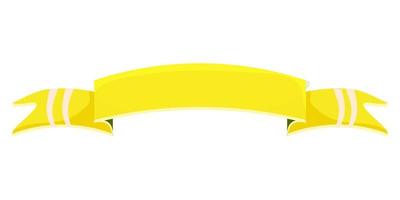 Hanging ribbon, banner or flag in bright yellow color in cartoon style isolated on white background. Design element, spring clip art. . Vector illustration