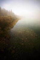 niebla matutina en el río saskatchewan foto