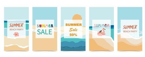 summer sale background for social media story with beach vector
