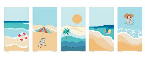 beach background for social media.Set of story with sky,sand,sun vector