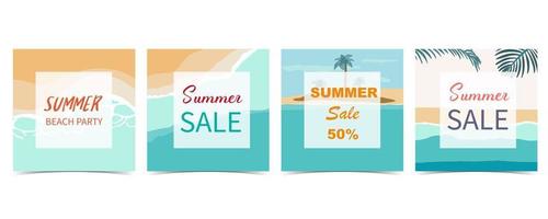 summer sale background for social media with beach vector