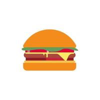 Ilustración de vector de diseño plano de hamburguesa aislado sobre fondo blanco. hamburguesa en estilo minimalista. diseño plano