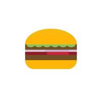 Ilustración de diseño de ilustración de vector de hamburguesa de diseño plano de deliciosa hamburguesa. productos de comida rápida en estilo plano sobre fondo blanco. ilustración vectorial