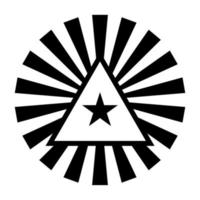 estrella con el símbolo del sol naciente aislado sobre fondo blanco vector