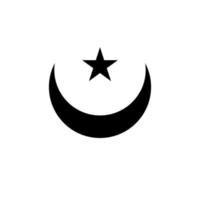 Luna creciente y símbolo de estrella aislado sobre fondo blanco. símbolo islámico. los íconos islámicos se pueden usar para el mes de ramadán, eid y eid al-adha. para diseños de logotipos, sitios web y carteles. vector