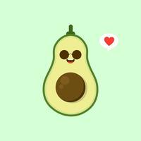 divertido feliz lindo feliz sonriente aguacate. icono de ilustración kawaii de personaje de caricatura plana vectorial. aislado sobre fondo de color. concepto de aguacate de frutas vector