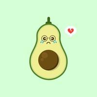 divertido feliz lindo feliz sonriente aguacate. icono de ilustración kawaii de personaje de caricatura plana vectorial. aislado sobre fondo de color. concepto de aguacate de frutas vector