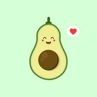 Funny happy cute happy smiling avocado. Vector flat cartoon character kawaii illustration icon. Isolated on color background. Fruit avocado concept