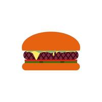 Burger flat design vector illustration isolated on white background. Hamburger in minimalist style. Flat design