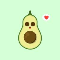 Funny happy cute happy smiling avocado. Vector flat cartoon character kawaii illustration icon. Isolated on color background. Fruit avocado concept