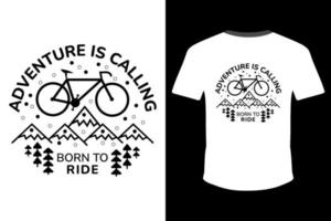 Adventure Is Calling Mountain Bike T-shirt Design For Print Vector