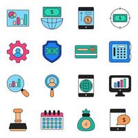 paquete de iconos de negocios y finanzas vector