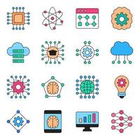 Pack of Machine Learning Flat Icons vector